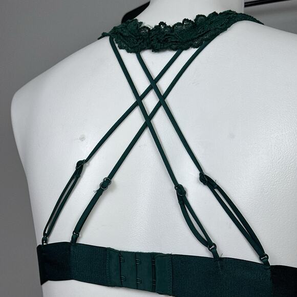 Victoria’s Secret PINK Bra Bralette XL Strappy Criss Cross Back Dark Green - Picture 6 of 9